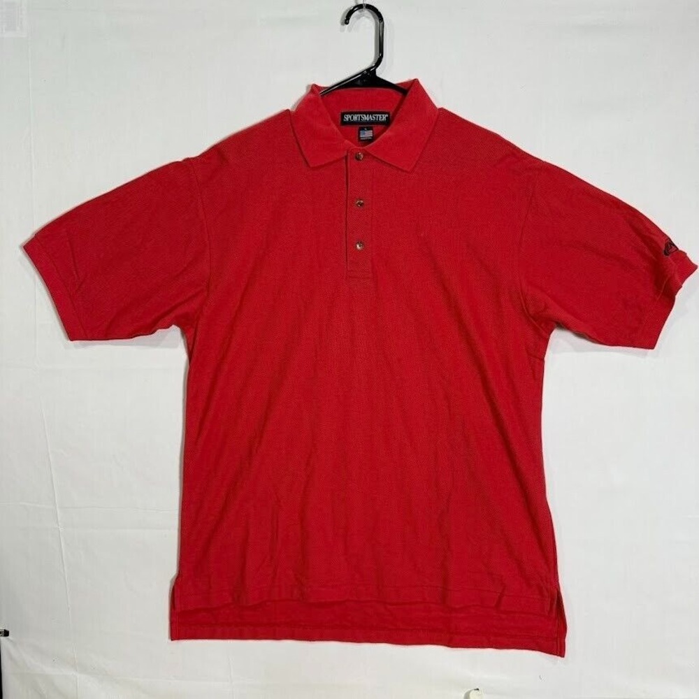 Vintage Sportsmaster Polo Shirt Mens L Red Made in USA Classic‎ Casual